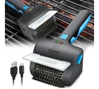 Auto Dynasty Cordless Electric Grill Brush, Rechargeable Grill Cleaning Scrub Brush with Rotating Cleaner Brush Head and Type-C Charging Cable for Outdoor Grill, Blue/Black