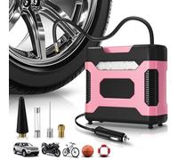 Auto Dynasty Digital Tire Inflator Portable Air Compressor, 12V DC 150 PSI Power Electric Car Tire Air Pump with LED Light and Pressure Gauge for Car, Motorcycle, Bicycle, Bike, Ball (Pink)