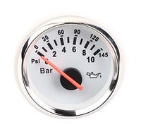 AUTO Electronic Oil Press Pressure Gauge Meter 2in 0-10Bar 145psi LED Backlight Dial Instrument for Auto Motorcycle Boat Truck 12V/24V (White)