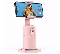 Auto Face Tracking Phone Holder, No App Required, 360° Rotation Face Body Phone Tracking Tripod Smart Shooting Camera Mount for Live Vlog Streaming Video, Rechargeable Battery-Pink