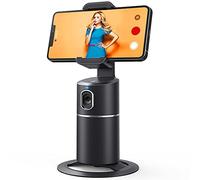Auto Face Tracking Phone Holder, No App Required, 360° Rotation Face Body Phone Tracking Tripod Smart Shooting Camera Mount for Live Vlog Streaming Video, Rechargeable Battery-Black