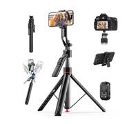 Auto Face Tracking Selfie Stick Tripod by MMOBIEL - 360° Ai Stand with Gesture Control, Bluetooth 5.4 & Snap-Out Remote - 1.76m Extendable, Auto Pop-Open Tripod for iPhone, Android, GoPro, Camera