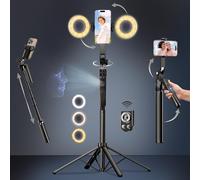 Auto Face Tracking Selfie Stick Tripod for iPhone with Light,360 Rotation That Follows Your Movement,70.9" Phone Camera Tripod Stand with Remote for Content Creator Vlog Live Stream Video Recording