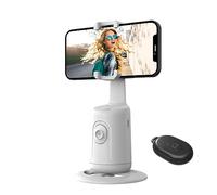 Auto Face Tracking Tripod, 360° Rotation Face Body Phone Camera Mount Smart Shooting Phone Tracking Holder with Remote,No App, Gesture Control,Smart Shooting Holder for Vlog, Streaming,Tiktok-White