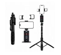 Auto Face Tracking Tripod Remote Control, Auto AI Face & Body Tracking Tripod Phone Holder, 360° Rotation Face & Body Tracking Phone Holder with 2 Fill Lights, Extendable Phones Gimbal Stabilizer (B)