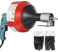 Auto Feed Drain Auger, Portable Electric Drain Auger Cleaner, Cable Sewer Snake Machine - Unclog Pipes at Sinks/Tubs/Toilets/Kitchen 700W Red, for Kitchen/Bath/Shower/Toilet