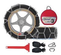 Auto-Fixing Snow Chains, 1 Min Quick Fit Easy Installation Tire-Chains, Portable Reusable High Carbon Steel Anti Slip Tire Chain for Passenger Car, Pickup Trucks and SUV - Set of 2