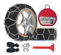 Auto-Fixing Snow Chains, 1 Min Quick Fit Easy Installation Tire-Chains, Portable Reusable High Carbon Steel Anti Slip Tire Chain for Passenger Car, Pickup Trucks and SUV - Set of 2