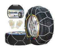 Auto Fixing Snow Chains, 2 x 12 mm, 30s Quick Installation of Tire Chains with Automatic Tensioner, Universal Emergency Tire Traction Chain for Cars, Pickups, and SUVs (HKN 130)
