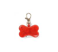 Auto Flash & Go LED Vis-Tag Dog Red Bone Dog Walk Lead Collar Visibility Aid