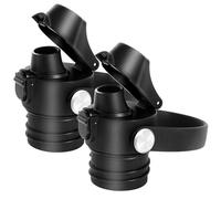 Auto Flip Lid for Hydro Flask Standard Mouth Bottle, Spout lid for HydroFlask Narrow Mouth Bottle, Replacement Lid with Button Lock, Black 2 PCS