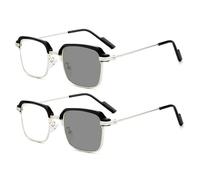 Auto Focus Glasses, 2pcs Color-Changing Smart Zoom Reading Glasses, Blue Light Blocking Lenses Self Focusing, Silver Frame
