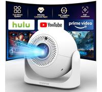 Auto Focus Mini Projector Support 4K 1080P, Built-in APPS & Auto Keystone 270° Rotatable, Portable Projector with WiFi and Bluetooth, Home Theater Outdoor Movie Bedroom Projector, 350 ANSI Lumens