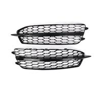 Auto Front Bumper Fog Light Grille Honeycomb Hex Grill Cover Gloss Black Compatible for Audi A6 C7 S Line S6 2011 2012 2013 2014(Gloss black)