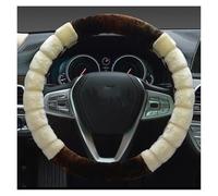 Auto Handlebar On The Steering-Wheel Winter Super Soft Plush Creative Stitching Car Steering Wheel Cover Universal Steering Wheel Protector(A-Beige)