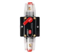 Auto Inline Circuit Breaker for 12V-24V DC Systems - Manual Reset, Wire Lug Terminals, Heat Shrink Tube, 20A to 150A Rating, Black, 4" x -5/8" x(80A)