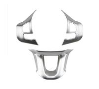 Auto Inner Parts For Peugeot 2008 208 308 2015-2018 3PC ABS Chrome Decoration Sticker Accessories Car Steering Wheel Cover Trim(Matte silver)