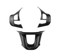 Auto Inner Parts For Peugeot 2008 208 308 2015-2018 3PC ABS Chrome Decoration Sticker Accessories Car Steering Wheel Cover Trim(Carbon fiber appearance black)