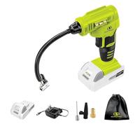 Auto Joe 24V-AJC-MAX Cordless Portable Air Compressor Kit | W/ 1.3-Ah Battery, Nozzle Accessories, and Storage Bag