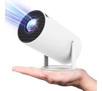 Auto Keystone Correction Mini Portable Projector - 4K/ 200 ANSI Smart Projector with WiFi 6, BT 5.0, Screen Adjustment, 180 Degree Flip, Round Design, Built-in Android OS 11.0 Home Theater Projector