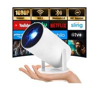 [Auto Keystone]HY300Pro Portable Mini Projector with Wi-Fi Bluetooth USB HDMI, Full HD 1080P 4K Support, Built-in Android Netflix & YouTube Ready, Home movie theater, Kids Gift,Phone & PC Mirroring