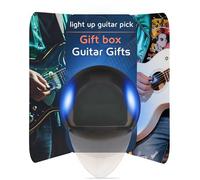 Auto LED Glow Guitar Picks 0.6mm - Light Up in Dark for Stage/Band, Premium 2-Pack (Case Included) - Acoustic Electric Bass (Blue)