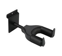 Auto Lock Guitar Wall Mount Hanger with Soft Padding, Heavy Duty Iron Base Holder for Acoustic Electric Bass Ukulele Mandolin, Space Saving Instrument Display Hook (1 Pack)