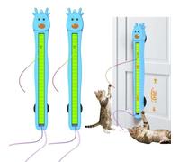 Auto Motion Flying Rope Cat Toy, Automatic Wall Mounted Interactive Cat Toy for Indoor Cats, Electric Hands Free Exercise Toy with Moving Rope, Boredom Relief and Daily Activity (GN*1PC) (BU*2PCS)