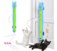 Auto Motion Flying Rope Cat Toy - from Lazy to Crazy, Wall Mounted Electric Interactive Cat Toy for Indoor Cats, Smart 360° Flexible String, Hands-Free Exercise & Boredom Relief(2*Blue) (Blue)