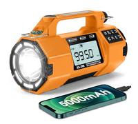 Auto NOAA Emergency Weather Radio, AM/FM/SW Solar Hand Crank Radio with Larger Flashlight/Speaker, Clock, 5000mAh Battery Operated Radio with SOS Alert for Indoor/Outdoor Camping Emergencies