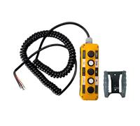 AUTO OCCASION Waterproof Industrial 5 Button Rotary Button Electric Hoist Crane Pushbutton Switches with Box Holder with 15in Connecting Cable Up Down Driving Push Button Switch Control