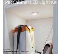 3 Pack | Auto On Off Switch LED Lighting Kit | in or Under Cabinet Kitchen Light | Natural White | PIR Motion Sensor Light | Automatic Walk Movement Door Detector | Kitchen Bathroom | Loops