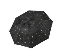 Auto Open/Close Umbrella with Feather Pattern, 95cm Windproof Canopy for Sun and Rain Protection, 3 Fold Design (Manual-Black)