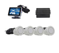 Auto parts Backup Radar Reverse 4 Parking Sensors Systems Car Vehicle Garage Parktronic Kit Distance Sensing Buzzer Alert Car Geomagnetic Sensors(White)