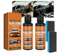 Auto Plastic Restorer Kit, 100ML Auto Plastic Restorer Lotion Black Plastics Trim estorer for Cars, estore Faded Plastics & Rubbers, Car Interior Exterior Cleaner with Sponges (2 SET)