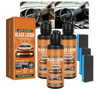 Auto Plastic Restorer Kit, 100ML Auto Plastic Restorer Lotion Black Plastics Trim estorer for Cars, estore Faded Plastics & Rubbers, Car Interior Exterior Cleaner with Sponges (3 SET)