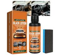 Auto Plastic Restorer Kit, 100ML Auto Plastic Restorer Lotion Black Plastics Trim estorer for Cars, estore Faded Plastics & Rubbers, Car Interior Exterior Cleaner with Sponges (1 SET)