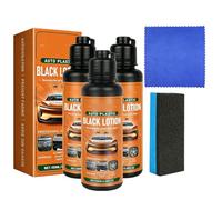 Auto Plastic Restorer Kit, Car Plastic Restorer Black for Car Interior & Exterior, Hydrophobic Coating for Faded Rubber & Plastic, UV Protection, Long-Lasting Shine, Non-Greasy Formula (3PC)