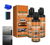 Auto Plastic Restorer Kit, Plastic Restorer For Cars, 100ml Car Interior Care Restorer Kit With Sponges, Auto Plastic Black Lotion, Restores The Original Color And Shine Of Automotive Plastics (3PC)