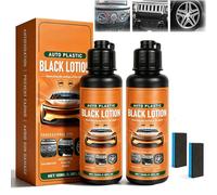 Auto Plastic Restorer Kit, Quick-Acting Instant Black Lotion for Car Interior Exterior, Can Restore The Luster of Faded Plastics and Rubbers, Deep Nourishment & Long-Lasting Protection (2pcs)