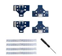 Auto-plaza 4 Sets Interface Board Compatible with PS4 Pro Slim Wireless Controller Replacement Charging Port Assembly (JDS-001 and 14 Pin Ribbon Cable)