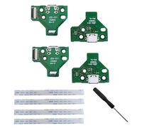 Auto-plaza 4 Sets Interface Board Compatible with PS4 Pro Slim Wireless Controller Replacement Charging Port Assembly (JDS-011 and 12 Pin Ribbon Cable)