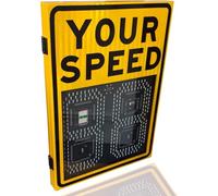 Auto Red/Green Overspeed Alert Your Speed Display Radar Traffic Sign - Integrated Solar Power, LED Traffic Sign for Urban/Rural Speed-Limited Roads(Yellow)