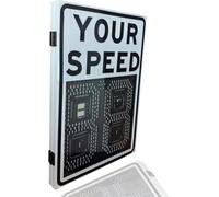 Auto Red/Green Overspeed Alert Your Speed Display Radar Traffic Sign - Integrated Solar Power, LED Traffic Sign for Urban/Rural Speed-Limited Roads(White)