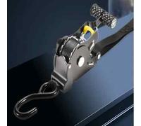 Master Lock 3238EURDAT Retractable Ratchet Tie Down Strap with S-Hooks, Black, 3m x 25mm Strap, Pack of 2