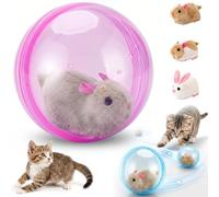 Auto-Rolling Ball with Mouse Hands-Free Play for Indoor Cats, 2026 Self-Rolling Interactive Cat Toy Ball with Realistic Plush Animal Inside, 360° Spin Smart Obstacle Avoidance for Cats，Pink, Mouse-A