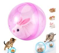 Auto-Rolling Ball with Mouse Hands-Free Play for Indoor Cats, Self-Rolling Interactive Toy for Indoor Cats, 360° Spin Smart Obstacle Avoidance, USB Rechargeable Automatic Toy (pink,Rabbit)