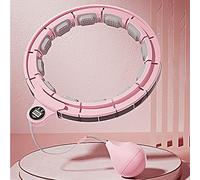 Auto-Rotating Hula Hoop, 2 in 1 Smart Weighted Hula Hoop with Intelligent Counting, for Abdomen Massage Fitness Weight Loss/Pink/L