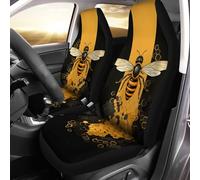 Auto Seat Cover Black Yellow Bees Hexagonal Plaid Protector Water Resistant Vehicle Seat Cover Easy Clean Auto Interior Covers For Truck Suv Van 52X138 CM