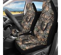 Auto Seat Cover Deer Camo Hunting Tree Wood Front Car Seats Covers Easy Fit Auto Interior Covers Water Resistant Vehicle Seat Cover For Suv Van Truck 52X138 Cm